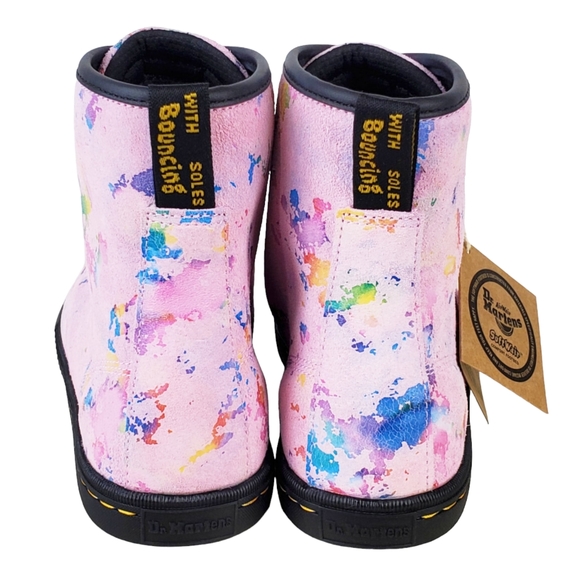 NWB Dr Martens sheridan suede lace up boots pink rainbow burst barbiecore hi top - Picture 13 of 15